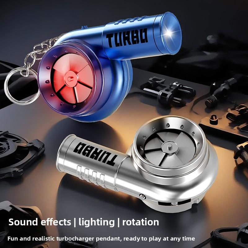 Llavero Portátil de Simulación de Turbina Turbo con Luz LED y Sonido Simulado Juguete Fidget Colgante para Aliviar el Estrés Regalo para Entusiastas de Coches