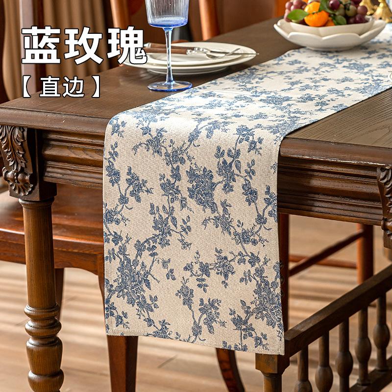 Tasse Table Runner Vintage Printed Pastoral Style Placemat Sideboard Cabinet Dust Cover Room Dining for Home Party Table Decor