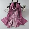 Gradient Color Cut Flowers Scarf Thin Beach Shawl Wrap Fashion Sunscreen Scarf