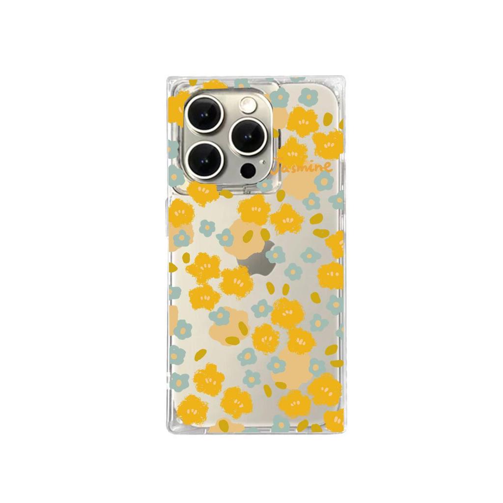 Clear Square Back Tube Case Protection For iPhone 12 14 Pro Max 13 15 Plus 11 16 ProMax Anti-Oxygen,Full Screen Doodles Pattern Casing