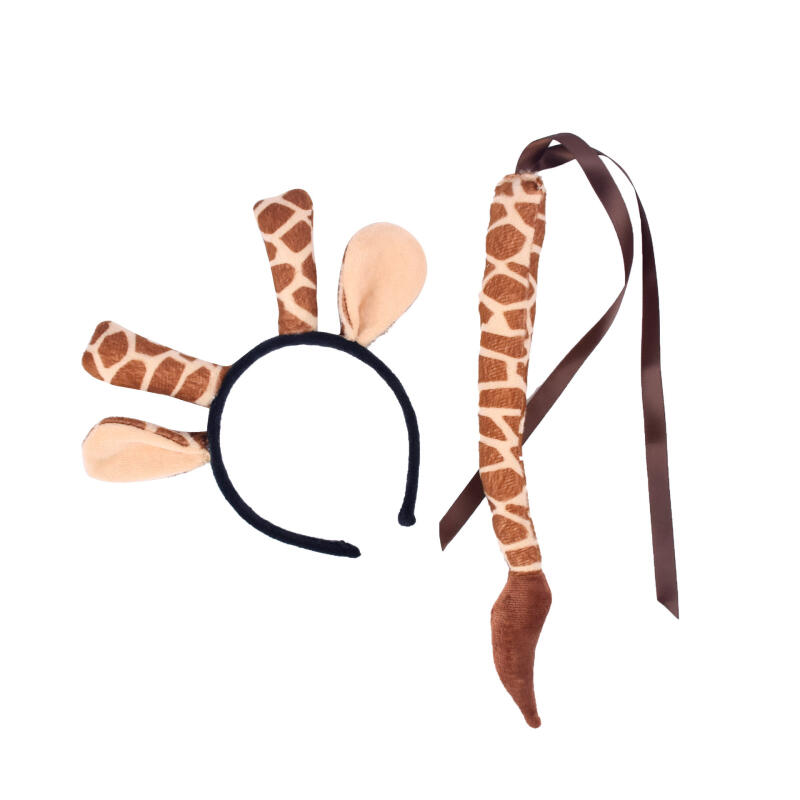 Ensemble de Serre-tête Animal de Fête de Festival Oreilles Girafe Zèbre Tigre Léopard avec Queue à Nouer Accessoire de Costume Cosplay Halloween