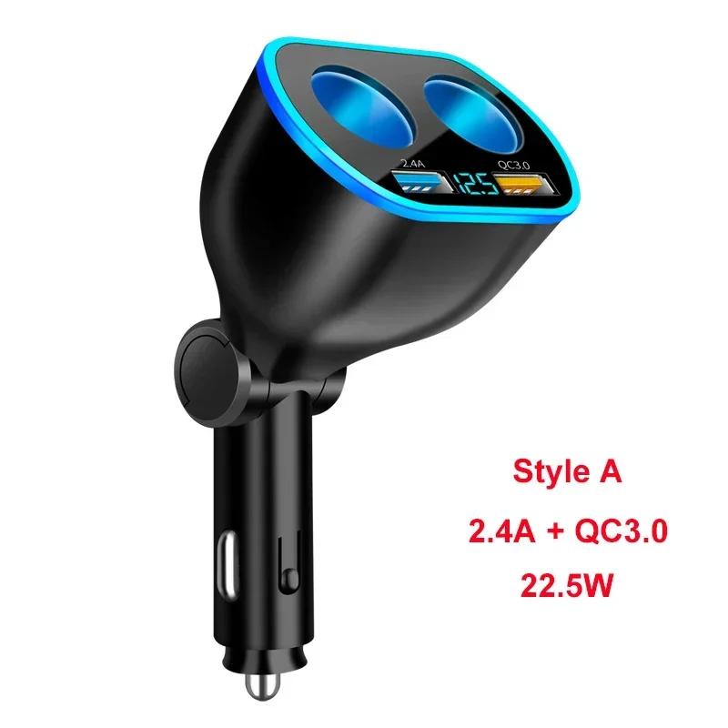 

12 В/24 В 66 Вт розетки прикуриватель автомобильное зарядное устройство разветвитель адаптер многофункциональная розетка светодиодный дисплей напряжения двойной порт USB QC3.0