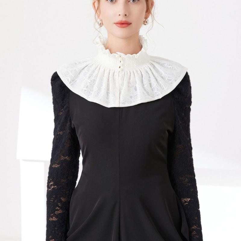Victorian Ruffle Faux Collar Courtstyle Detachable Collar For Women Dresses Sweater Easy Wear Fashion Neck Accessory