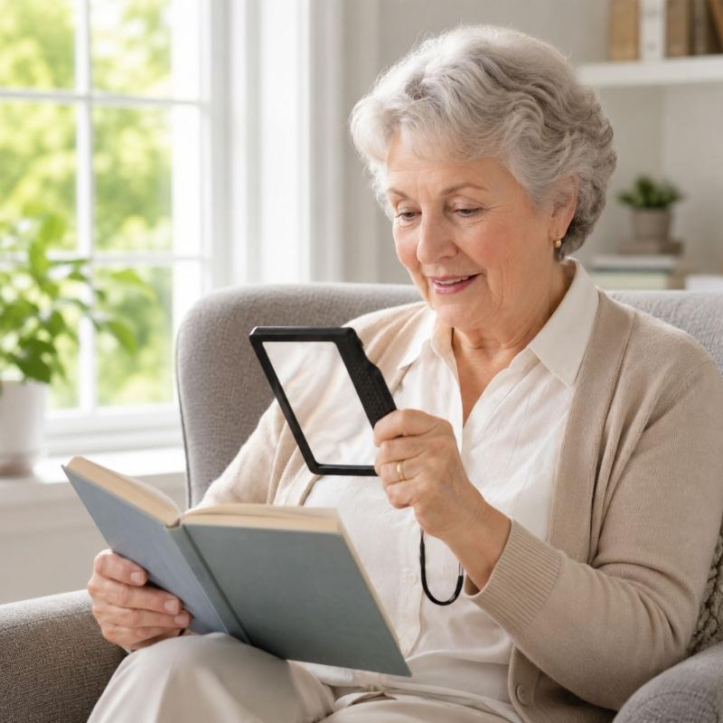 Handheld Reading Page Magnifier for Small Print with Integrated Light, Acrylic Lens and ABS Frame for Books, Newspapers and Labels