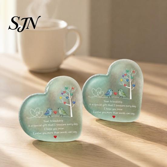 Friendship Appreciation Presents Heart Ornament with Heartwarming Message, Best Friend Decorative Personalized Gifts for Besties Keepsake, Acrylic