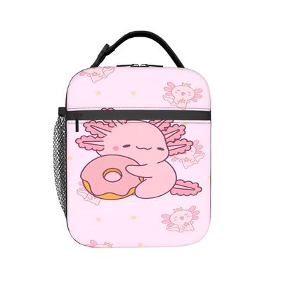 Cute Axolotl Lunch Bag For Girls  Custom Lunch Box Funny School Cooler Bag Convenient Oxford Thermal Lunch Bags