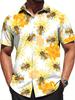 Cămașă Retro cu Imprimeu Albine Hawaiene pentru Bărbați Vacanță Casual Mânecă Scurtă Cămăși Amuzante Streetwear Modă Bluză Insectă Miere Albină