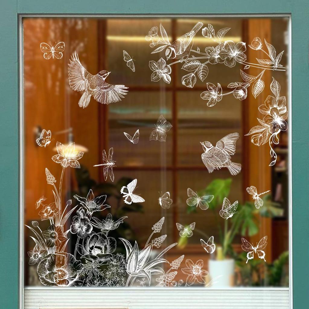 2026 Hot Selling Spring Window Stickers - Flowers & Butterflies Electrostatic Decorations for Festivals