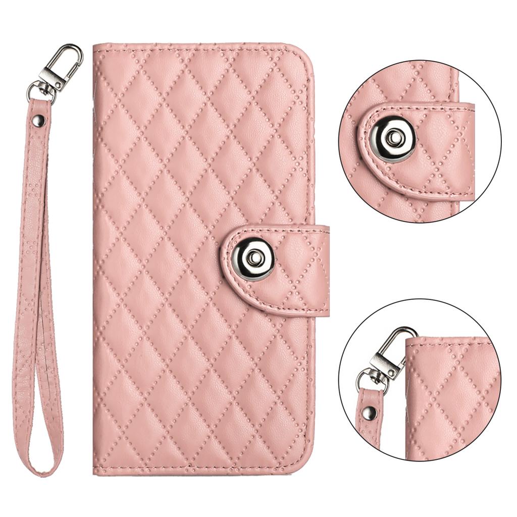 6-Color PU Leather Diamond Check-Patterned Wrist Strap Wallet Phone Case for TCL 305,TCL 306,TCL 30,303,30T,40 SE,403,408,T-Mobile REVVL 7 Pro...