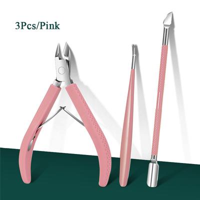 3Pcs/Set Nail Cuticle Nipper Scissors Trimmer Clipper Dead Skin Fork Remover Plier Pusher Stainless Steel Nail Art Beauty Tools