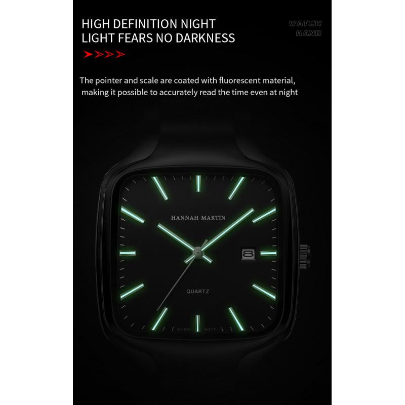 Nuovo orologio da uomo casual da lavoro, resistente alla luce, luminoso, calendario, cinturino in acciaio inossidabile a rete, orologio al quarzo