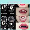 Kit Realistico di Zanne e Denti da Vampiro per Halloween con Adesivo Solido e Misure Personalizzabili