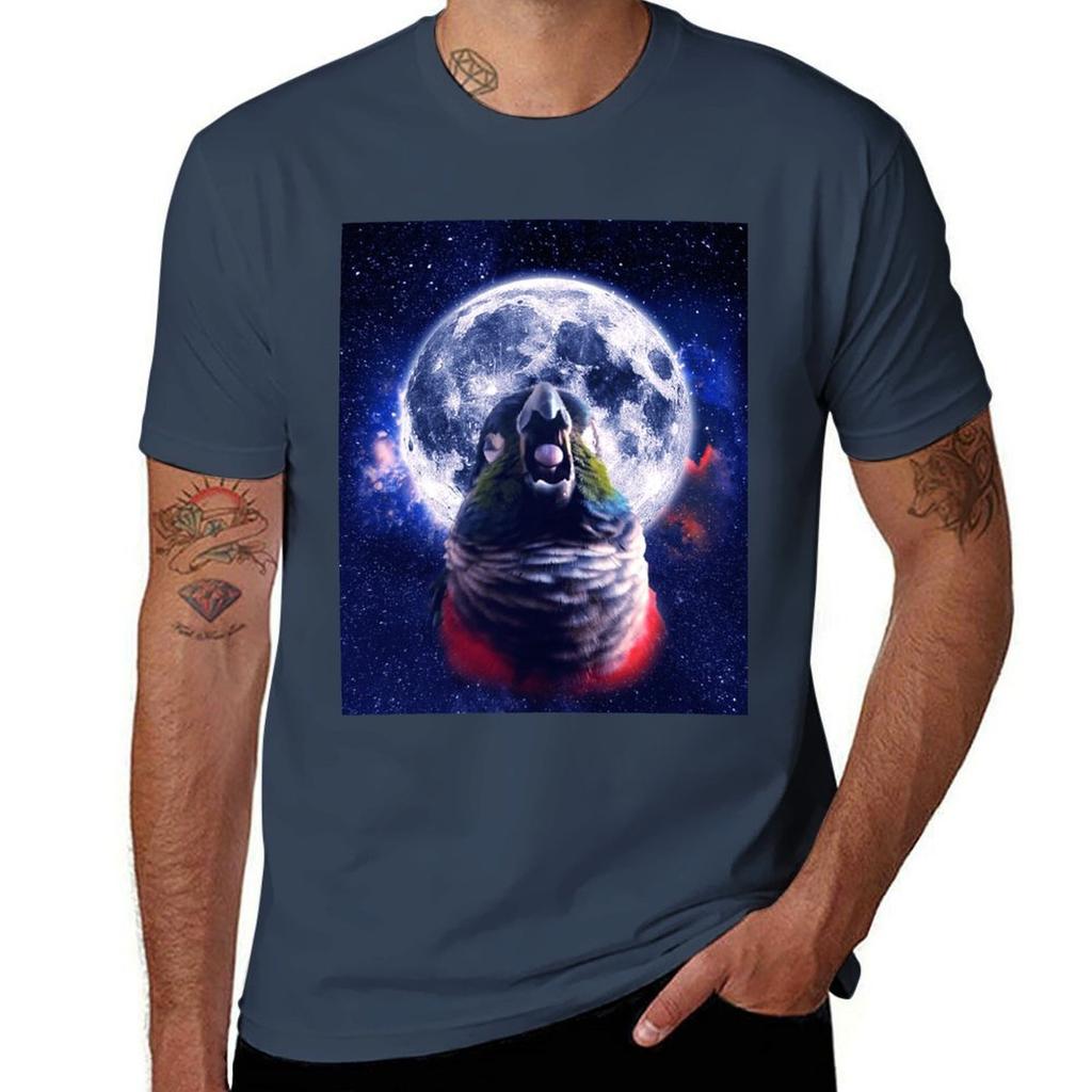 Conure Howling At the Moon TShirt Sports Casual Short Sleeve Cotton Tee