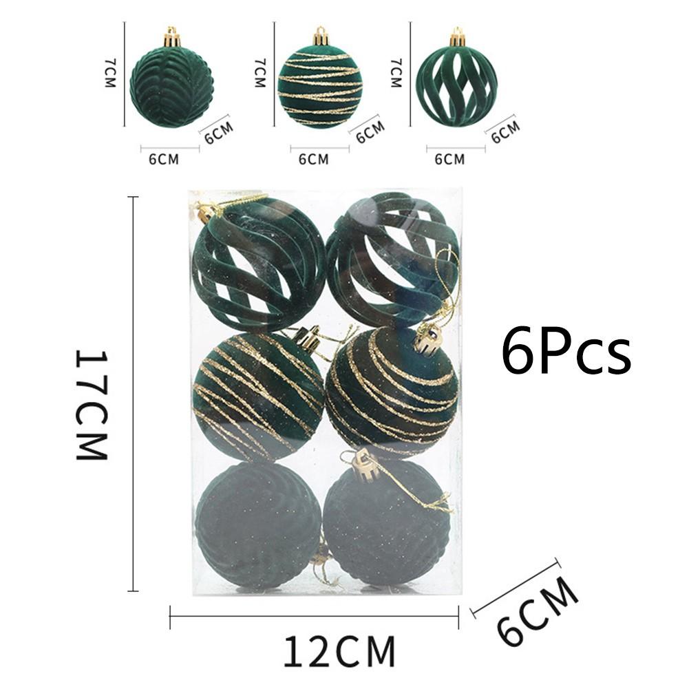 6PCS Christmas Ball Flocking Painted Ball Christmas Tree Decoration Pendant