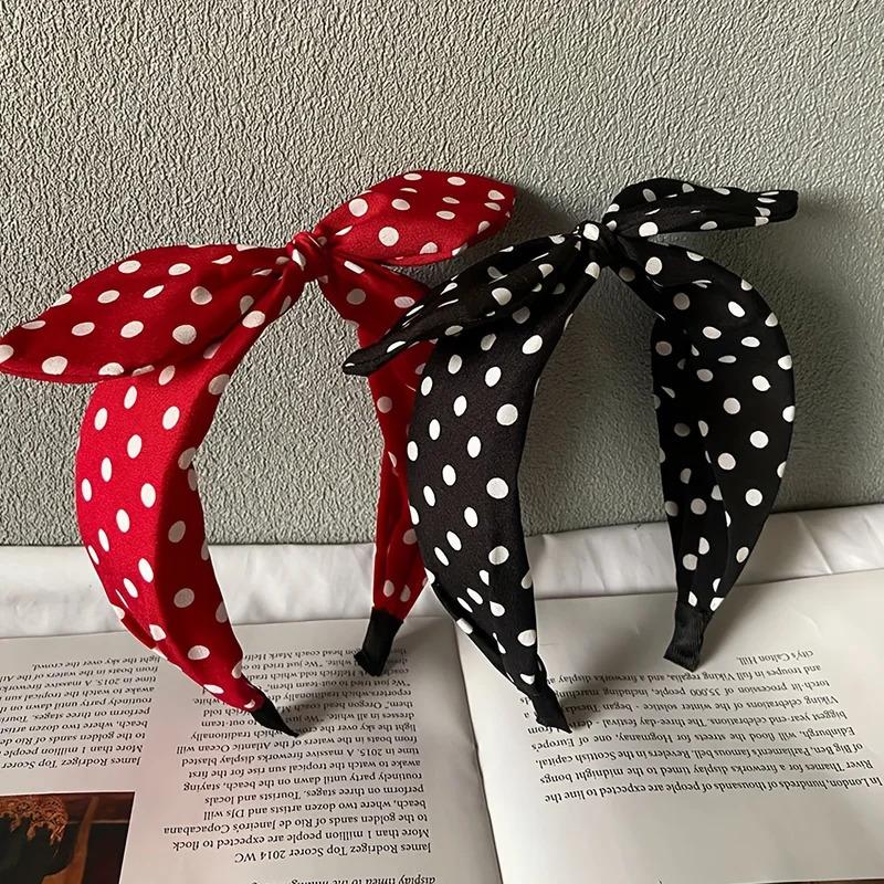 Rabbit Ear Polka Dot Headband Wide Brim Cute Hair Accessory Girls Women Fashion Hairband Hair Hoop Parties Festivals Daily Wear