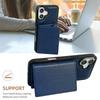 For iPhone 16 Plus Case Card Bag Kickstand TPU+PU Phone Cover