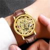Men's Wristwatch Luxury Gents Quartz Watch Men Bottom Hollow Imitation Mechanical Watch Men Belt Watch Free Shiping Reloj Hombre