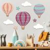9 Pcs Hot Air Balloon Wooden Wall Sign Boho Nursery Wall Art Stars Clouds Balloons Wall Sculpture for Kids Bedroom Playroom Home Decor