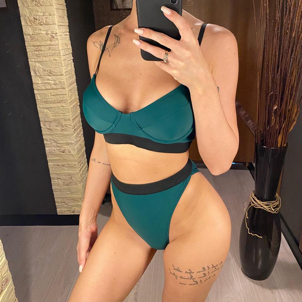 Spleißen Bügel Weiblichen Badeanzug Hohe Taille Bikini Frauen Bademode Zwei-stück Bikini set Badende Badeanzug Schwimmen Dame