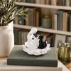 Human-Cat Interaction Shape Ornament, with Stable Non-Slip Lotus Base, Black And White Contrast Design, Ornament for Cat Lovers