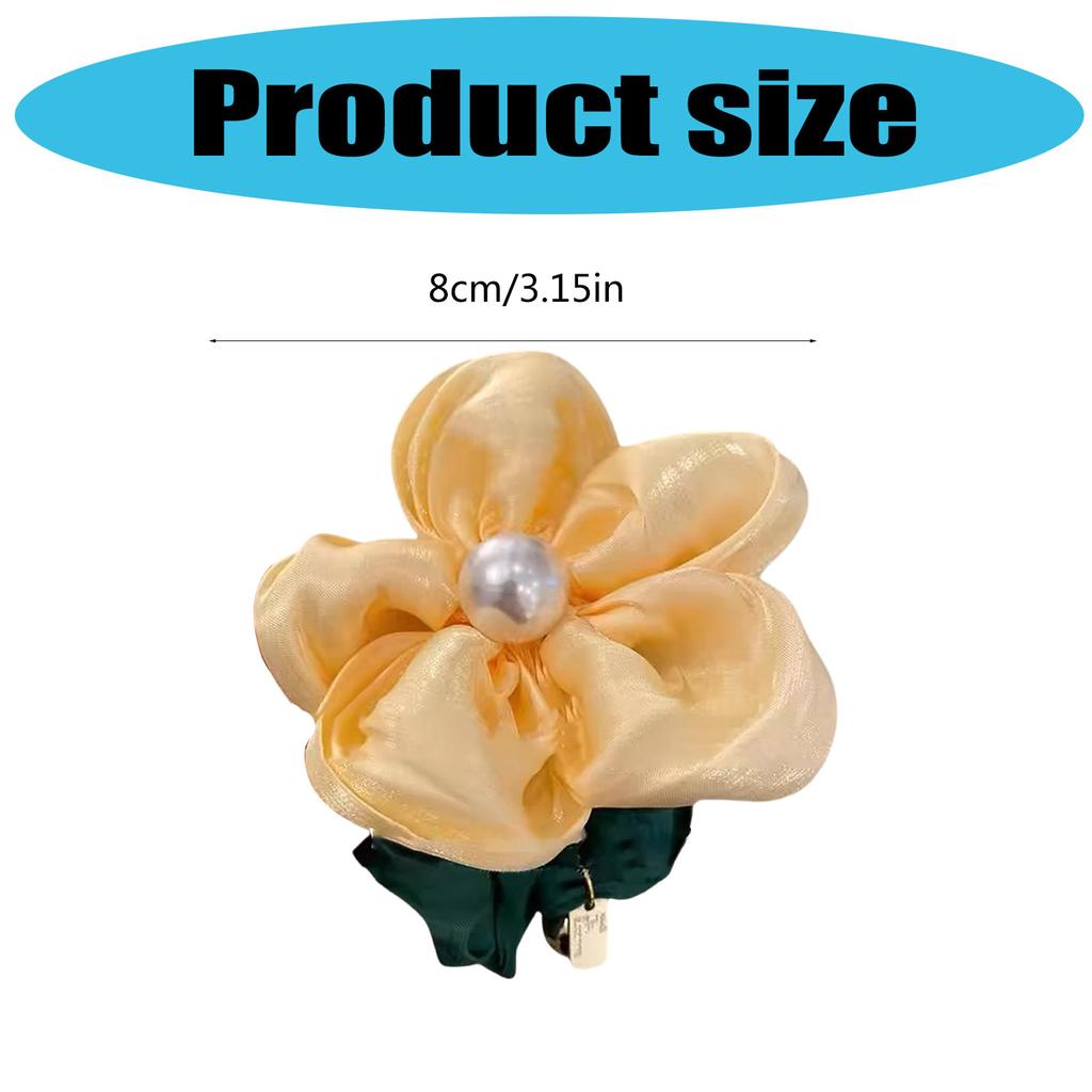 Stylish Women's Flower Hair Elastic Flower Scrunchies Large Floral Pearls Hair Rope Adds A Touch Of Fashion To Your Look