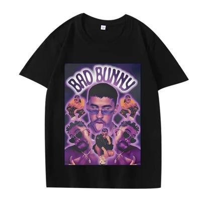 Bad Bunny Klassisches lustiges übergroßes Grafik-T-Shirt Herren Damen 100% Baumwolle Streetwear locker kurzärmelig Sommerdruck Unisex Oberteile