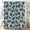 Blue Cats Shower Curtain Decorate Your Bathroom with Stylish Waterproof Fabric Black White Print for Kids Bedroom Easy Installat