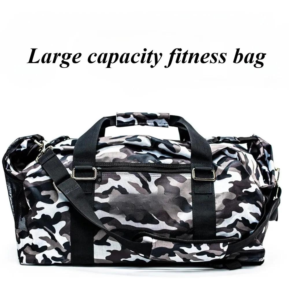 Gym Bag Stylish Camo Design Adjustable Padded Shoulder Straps Transforms From Duffe Bag To Backpack Fitness Bag