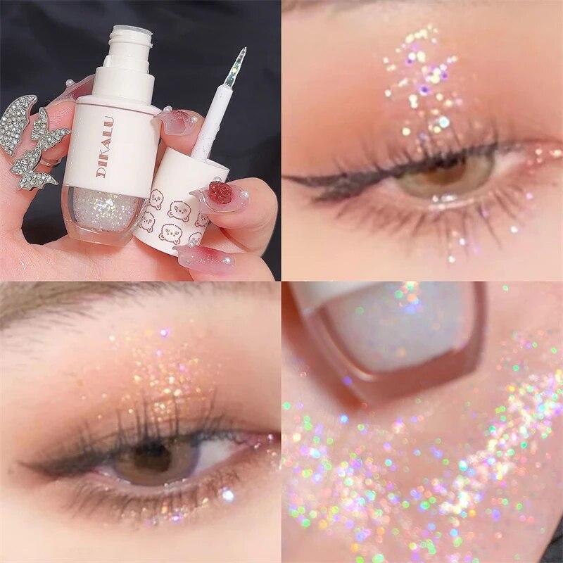 DIKALU Orso Palla da Bowling A Lacrima Ombretto Liquido Trucco Occhi Palpebra Inferiore Perla Super Scintillante Glitter Polvere Fine Scintillante