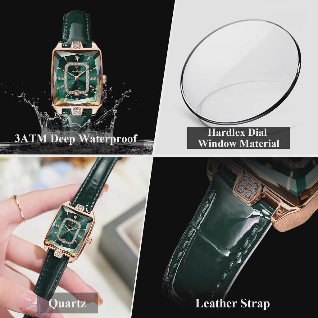 POEDAGAR Rectangle Luxury Women's Watches Waterproof Date Leather Woman Watch Elegant Fashion Quartz Women Wristwatch