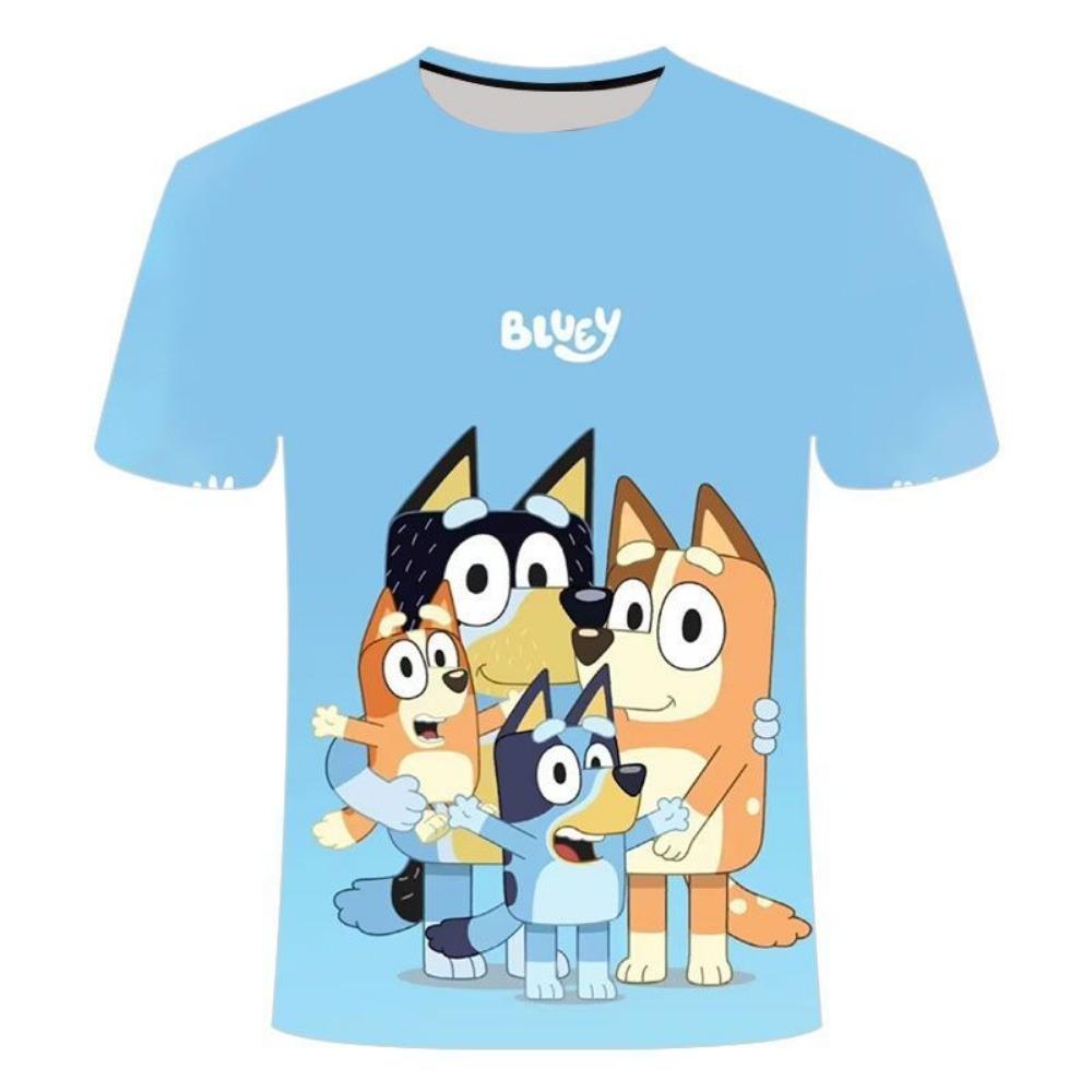 Kids 2026 Bluey Cartoon 3D T-Shirt Summer Cool Quick-Dry Short Sleeve Anime Print Casual Tee for Boys and Girls Daily