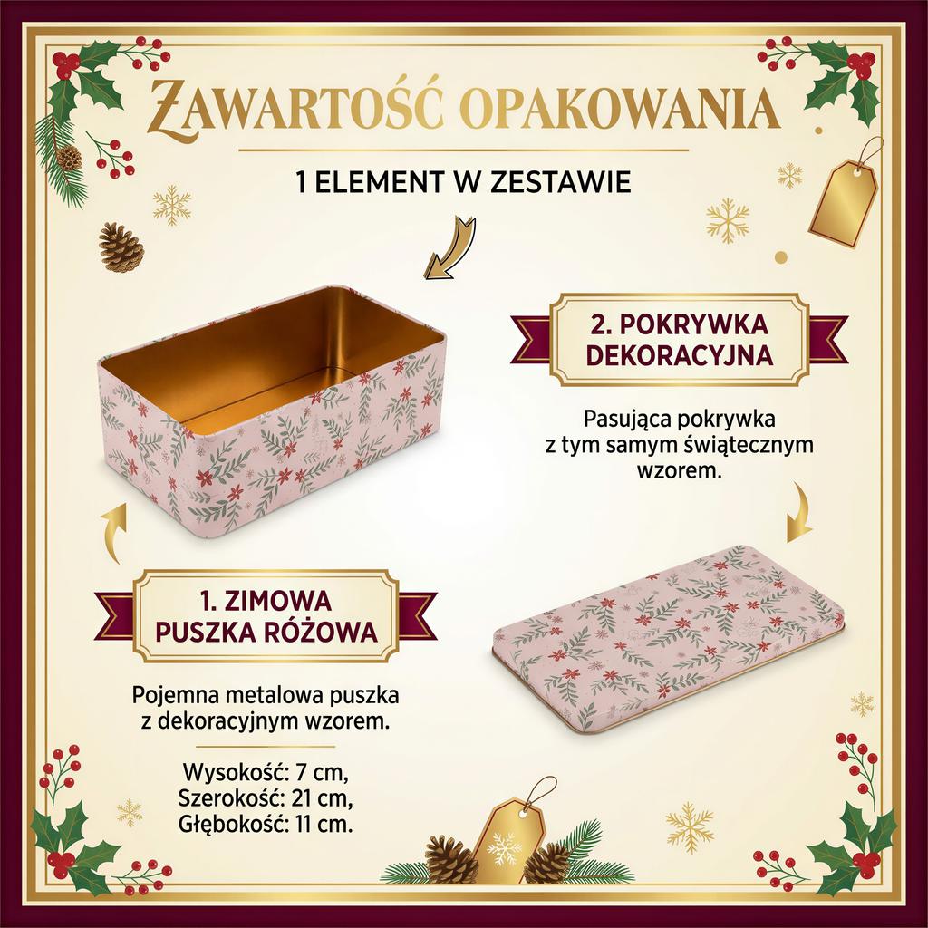 Christmas Tin Box For Cookies, Gingerbread, Sweets, Rods 21X11X7 Cm