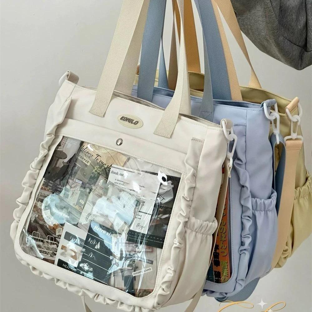Schoolbag Women's Cute Ulzzang Ita Bag Large Capacity Tote Shoulder Bag Japanese Harajuku College Crossbody Bag Diy Badges Display Plate Ita Bag
