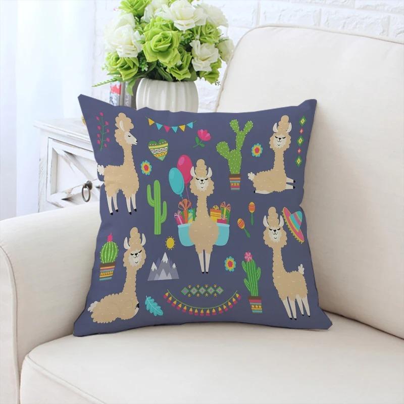 Cute Cartoon Alpaca Pillowcase Car Ornaments Office Living Room Sofa Home Pillowcase