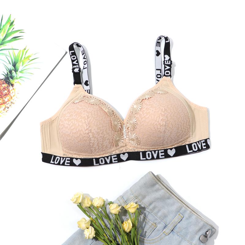 Damen Dünner Übergröße BH Sexy Romantische Französische Spitze BH Druck Push Up mit Bügel BHs 85C-100C-28012