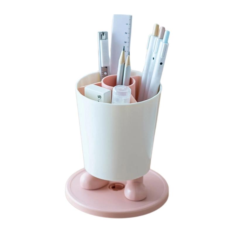 

Rotating Pen Holder for Desk Pen Pencil Holder Bucket 360 Degree Rotating Pencil Cup Desk Organizers for Office School розовый