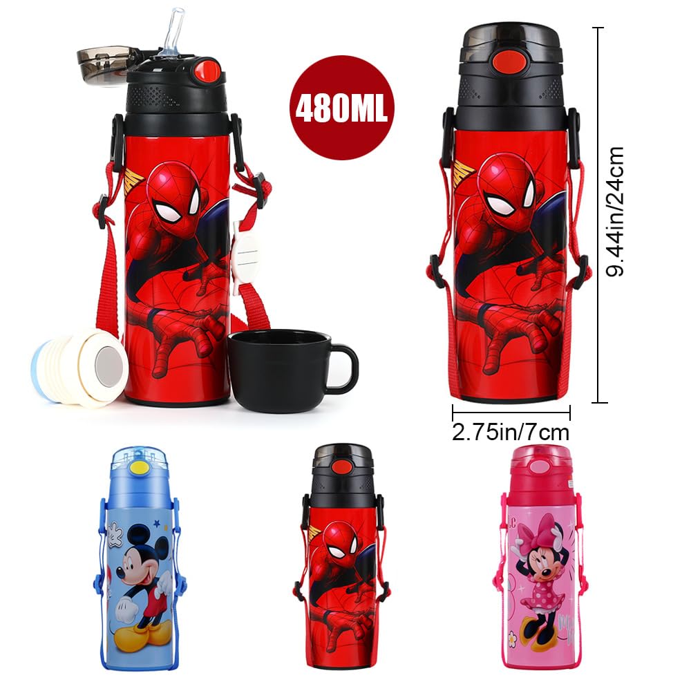 Captain and Mickey Mouse Water Bottles for Vacuum Straw 316 Stainless Perfect for and Keeps Drinks Cold or Perfect as a Gift or Character Sports Water