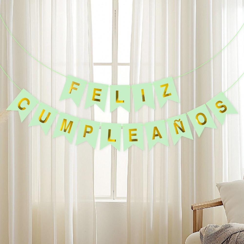 1PC/5PCS/10PCS 11.6cmX16.2cm Spanish Birthday Flag Party Banner Flower ForHome Room Happy Birthday Party Atmosphere Decorations