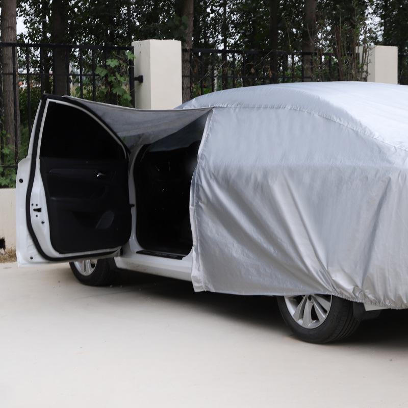 Khaki Thickened Car Cover: Snow, Rain & Sun Protection with Heat Insulation and Logo Print