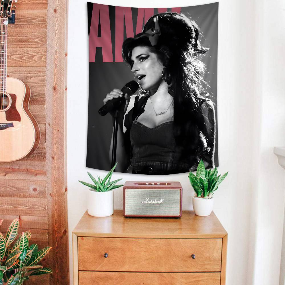 Famous Music Singer Amy Winehouse Classic Vintage Printed Large Wall Tapestry Wall Hanging Decoration Household Decor Blanket