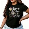 Happy New Year Print Womens TShirt Cotton Funny Graphic Short Sleeve Tee Novelty Shirt Casual Crew Neck Top SXl