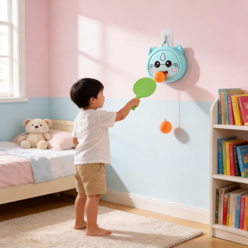 Toy Table Tennis Training Set With Hanging Adjustable Design For Kids Indoor Practice