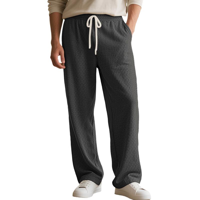 2026 New Style European Loose-Fitting New Style Casual Straight Knitted Ribbed Outdoor Date and Sport Pants European Size