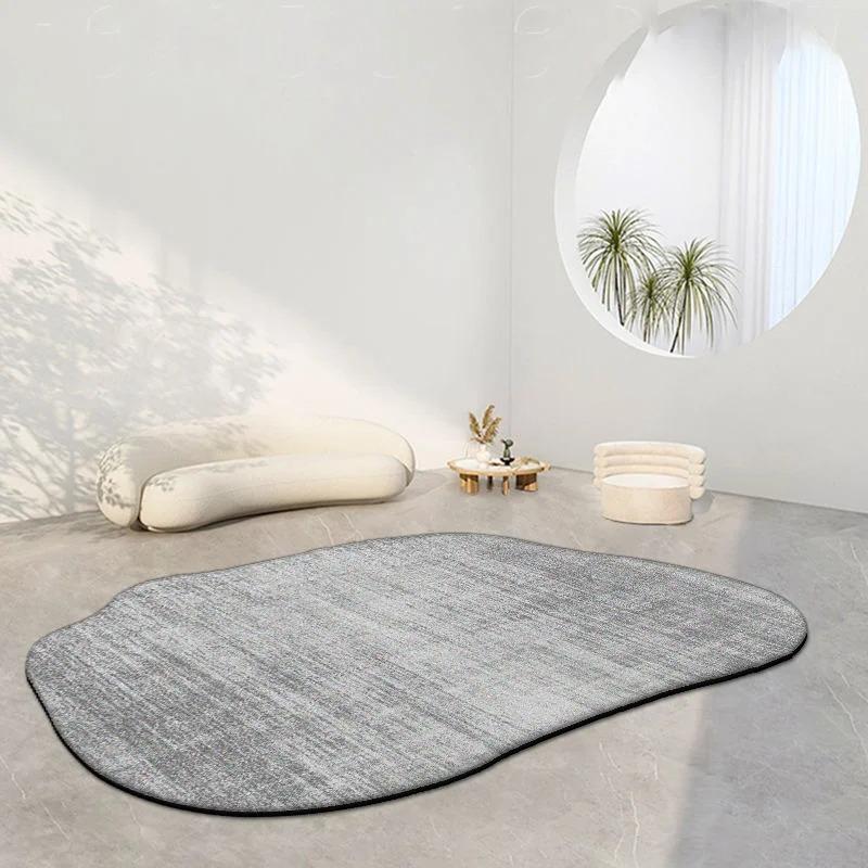 Cream Color Irregular Carpets for Living Room Ins Soft Fluffy Bedside Rugs Oval Bedroom Rug for Children Washable Big Size Mats
