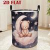 1pc Light-Colored Bear & Full-Moon Print Storage Basket - Rustic with Bear & Moon, Sturdy Handle, Round Basket Suitable for Room,, Playroom, Bedroom O