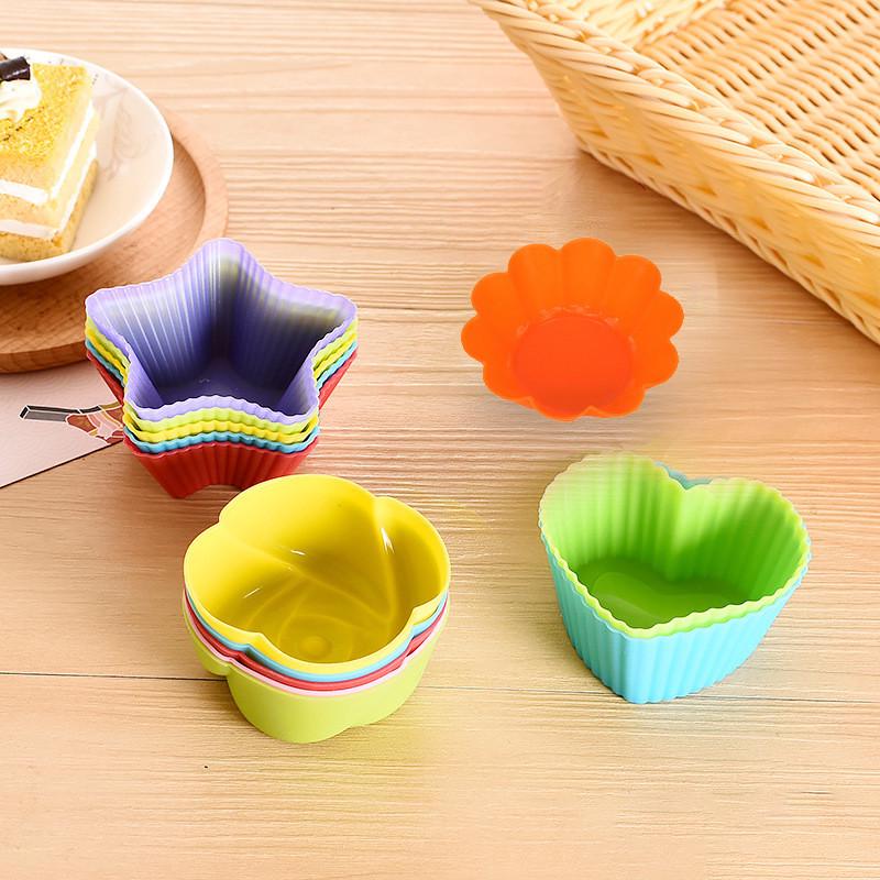 Silicone Cupcake Liners Reusable Muffin Cups Kitchen Bakeware uygun