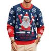 Christmas Floral Print Men's Crewneck Sweater, Casual Holiday Pullover
