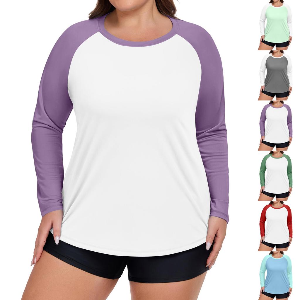 Dámské plavky s dlouhým rukávem ve velkých velikostech v kontrastních barvách, sluneční bunda, rychleschnoucí turistický top