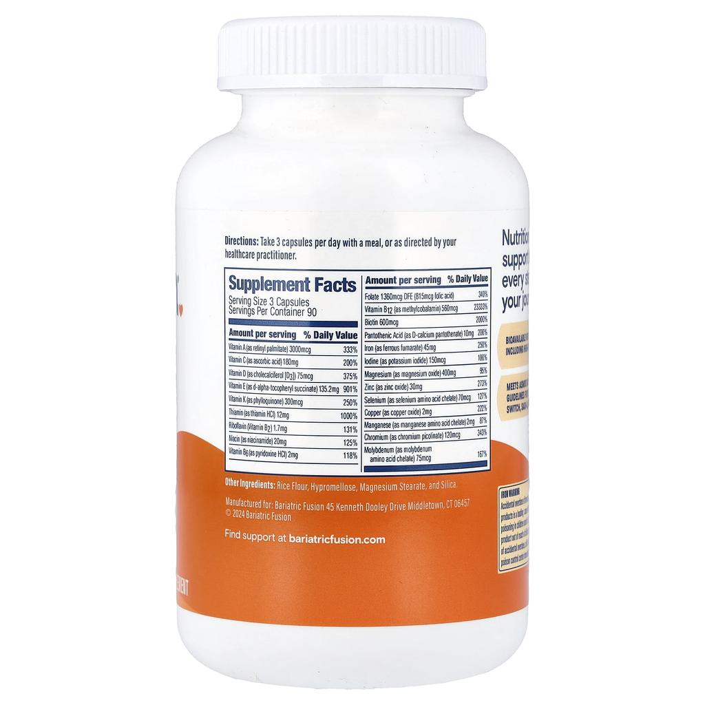 Bariatric Fusion, Hög ADAK Multivitamin med Järn, 270 Kapslar