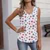 Women's Fashion Casual American Independence Day Flag and Stars Print V-Neck Ruffled Sleeveless T-Shirt Top